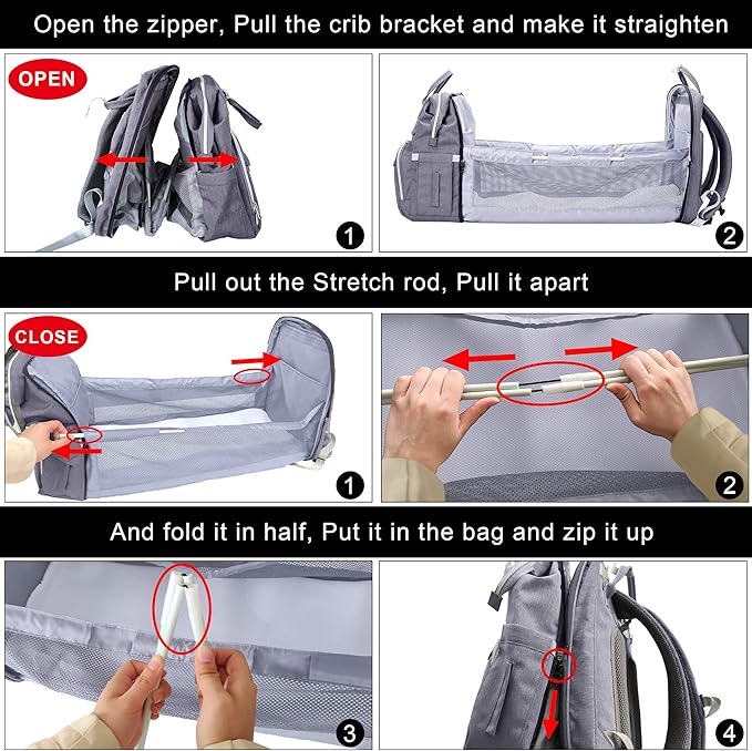 Mochila Cuna Portatil Bebe con Cambiador Bebe Portatil