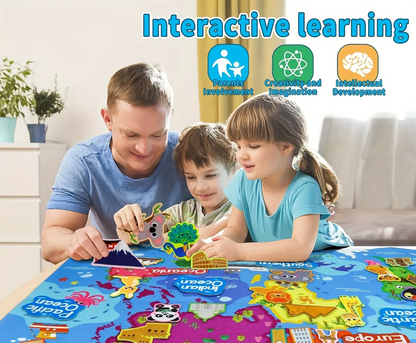 Juego de Geografía para Niños – Mapa del Mundo en Fieltro 45 Piezas Educativas