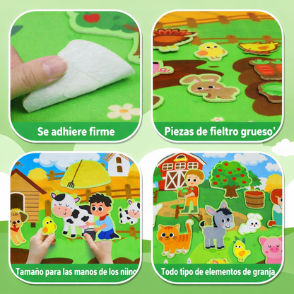 Tablero de Granja en Fieltro para Niños – Juguete Educativo Interactivo